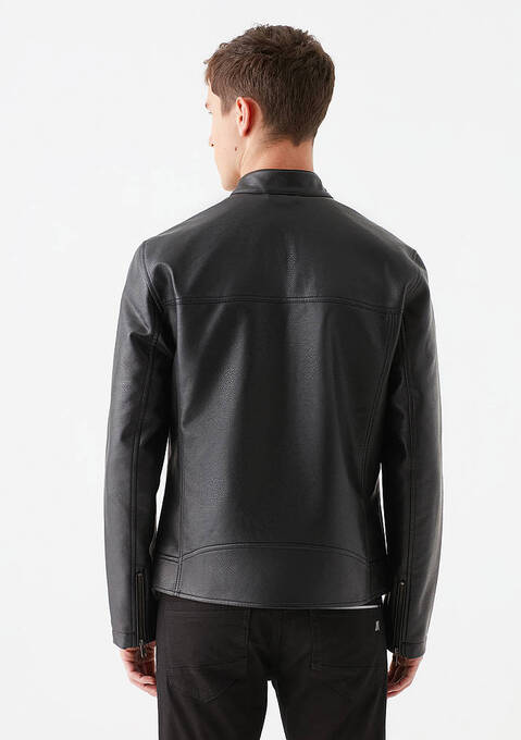 کاپشن چرم مردانه ماوی