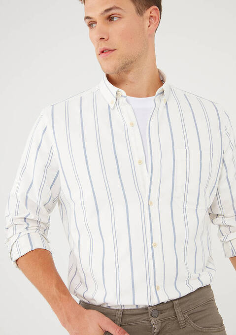 پیراهن آستین بلند مردانه ماوی