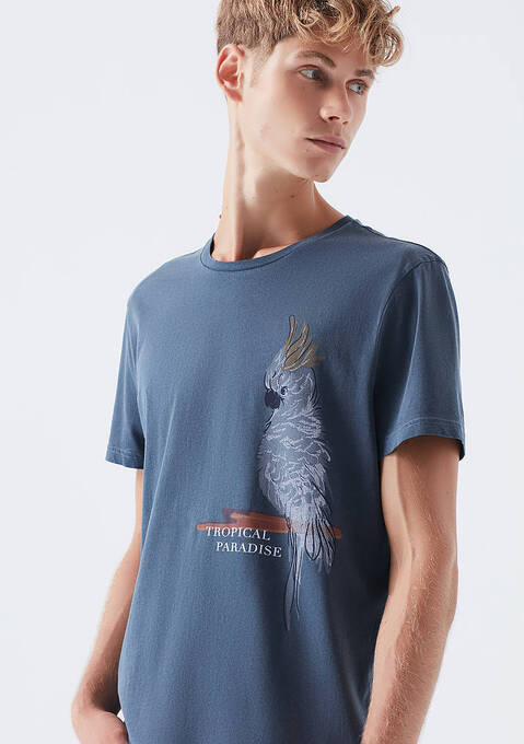 تی شرت آستین کوتاه مردانه ماوی