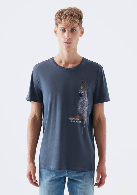 تی شرت آستین کوتاه مردانه ماوی