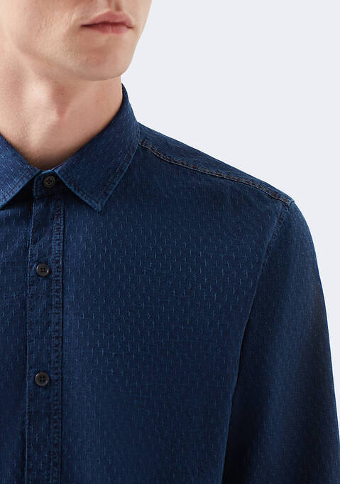 پیراهن آستین بلند مردانه ماوی