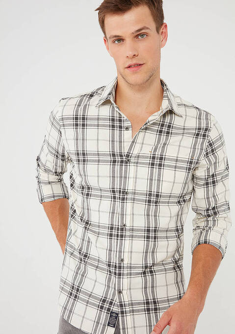 پیراهن آستین بلند مردانه ماوی