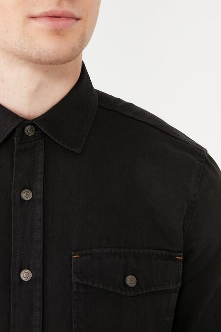 پیراهن آستین بلند مردانه ماوی