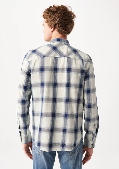 پیراهن آستین بلند مردانه ماوی