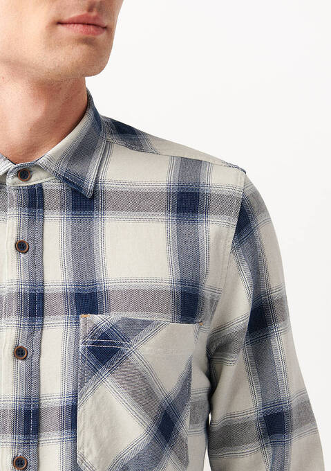 پیراهن آستین بلند مردانه ماوی