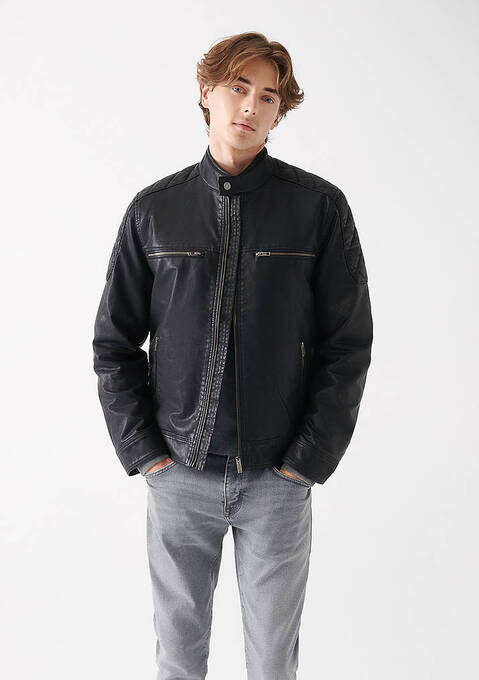 کاپشن چرم مردانه ماوی