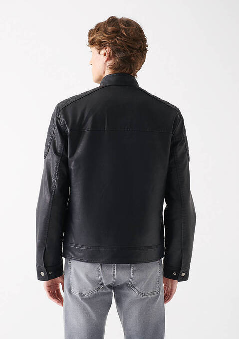 کاپشن چرم مردانه ماوی