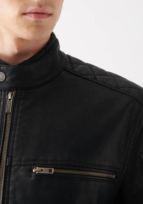 کاپشن چرم مردانه ماوی