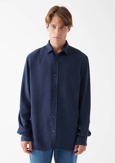 پیراهن آستین بلند مردانه ماوی