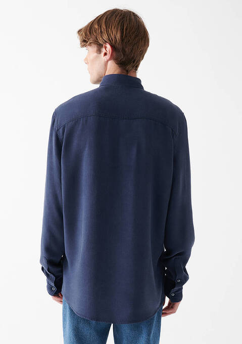 پیراهن آستین بلند مردانه ماوی