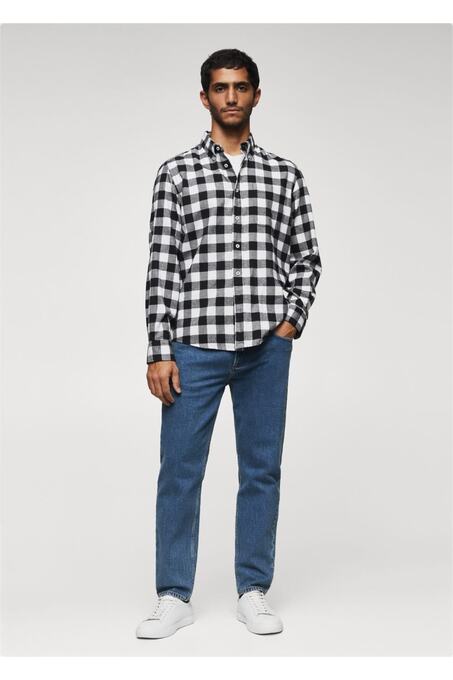 پیراهن آستین بلند سیاه پیراهن آستین بلند مردانه منگو