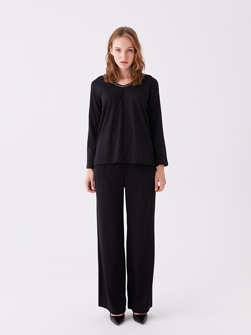 تی شرت آستین بلند زنانه ال سی وایکیکی