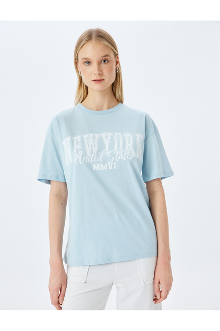 تی شرت آستین کوتاه آبی تی شرت آستین کوتاه زنانه کوتون