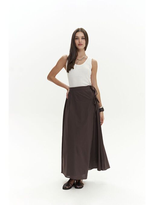 دامن بلند قهوه ای دامن بلند زنانه ال سی وایکیکی
