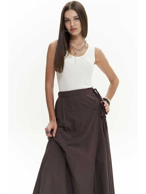 دامن بلند قهوه ای دامن بلند زنانه ال سی وایکیکی