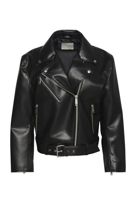 کاپشن چرم سیاه کاپشن چرم زنانه کلوین کلاین