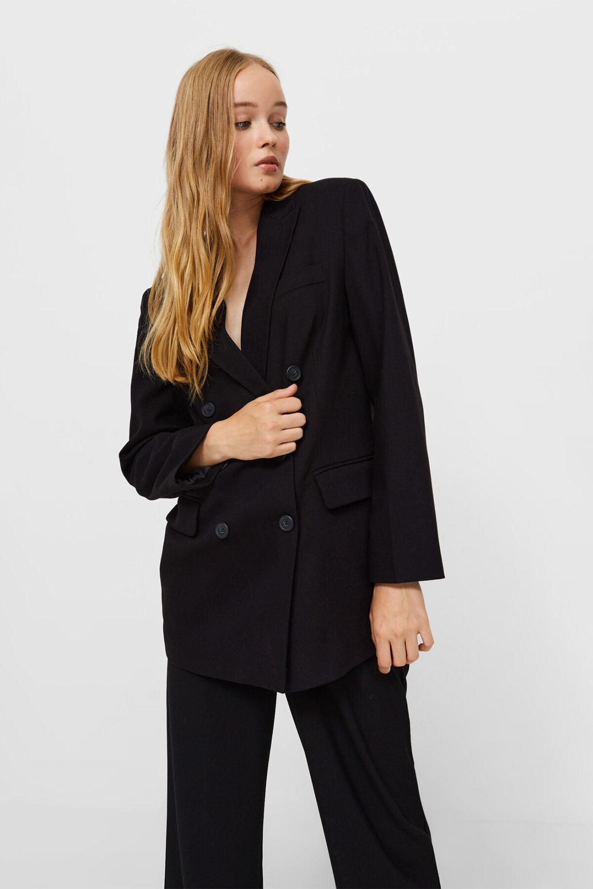 ❸ Avec Blazer Noir Femme Long Jacket Soft Wrap Veste Tailleur