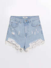 شلوارک آبی شلوارک زنانه ال سی وایکیکی