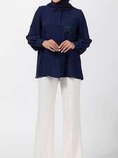 بلوز سرمه ای بلوز زنانه بُـرنُس