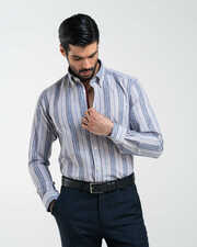 پیراهن آستین بلند آبی پیراهن آستین بلند مردانه ام کی کالکشن