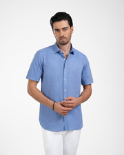 پیراهن آستین کوتاه آبی پیراهن آستین کوتاه مردانه ام کی کالکشن