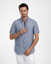 پیراهن آستین کوتاه آبی پیراهن آستین کوتاه مردانه ام کی کالکشن