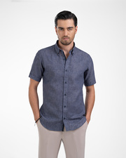 پیراهن آستین کوتاه سرمه ای پیراهن آستین کوتاه مردانه ام کی کالکشن
