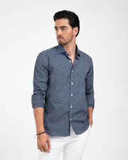 پیراهن آستین بلند سرمه ای پیراهن آستین بلند مردانه ام کی کالکشن