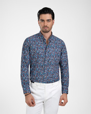 پیراهن آستین بلند سرمه ای پیراهن آستین بلند مردانه ام کی کالکشن