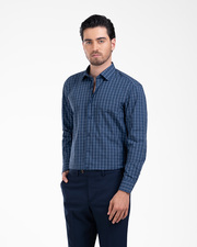 پیراهن آستین بلند سرمه ای پیراهن آستین بلند مردانه ام کی کالکشن