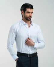 پیراهن آستین بلند آبی پیراهن آستین بلند مردانه ام کی کالکشن