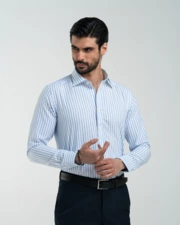 پیراهن آستین بلند آبی پیراهن آستین بلند مردانه ام کی کالکشن