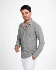 پیراهن آستین بلند طوسی پیراهن آستین بلند مردانه ام کی کالکشن