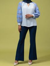 بلوز آبی بلوز زنانه بُـرنُس