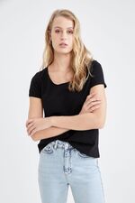 تی شرت آستین کوتاه سیاه تی شرت آستین کوتاه زنانه دیفکتو