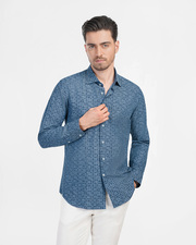 پیراهن آستین بلند آبی پیراهن آستین بلند مردانه ام کی کالکشن