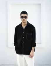 پیراهن آستین بلند سیاه پیراهن آستین بلند مردانه / زنانه موهر