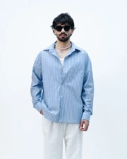 پیراهن آستین بلند آبی پیراهن آستین بلند مردانه موهر